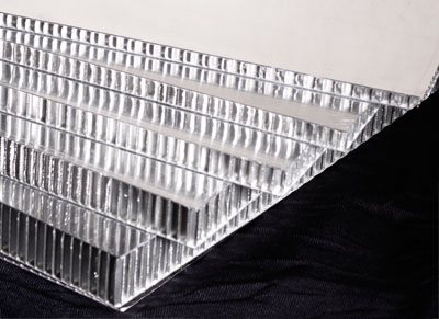 Image
                         showing the various thicknesses of aluminum honeycomb
                         panel available.